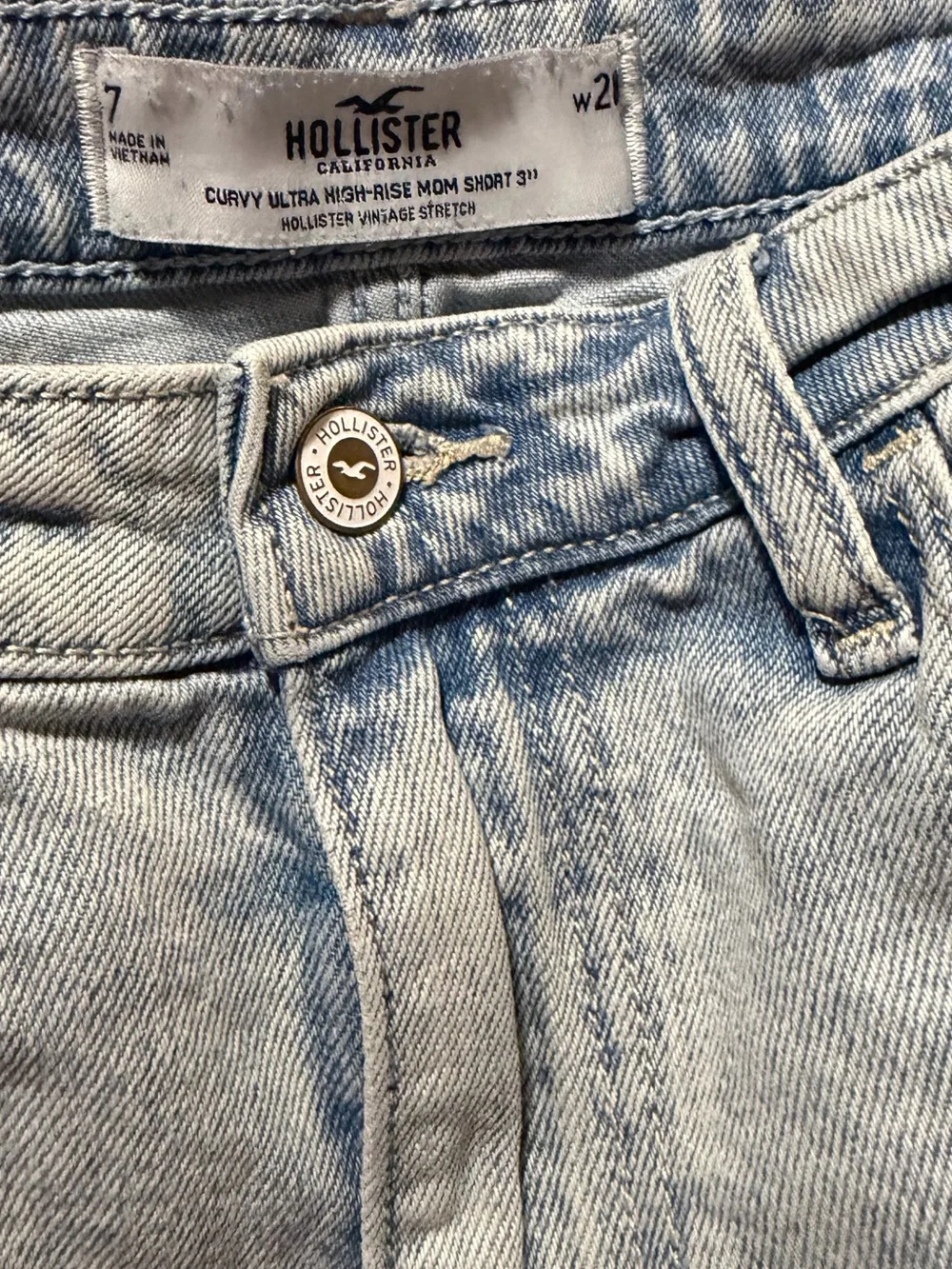 Hollister Light Blue Distressed Denim Cutoff Shorts